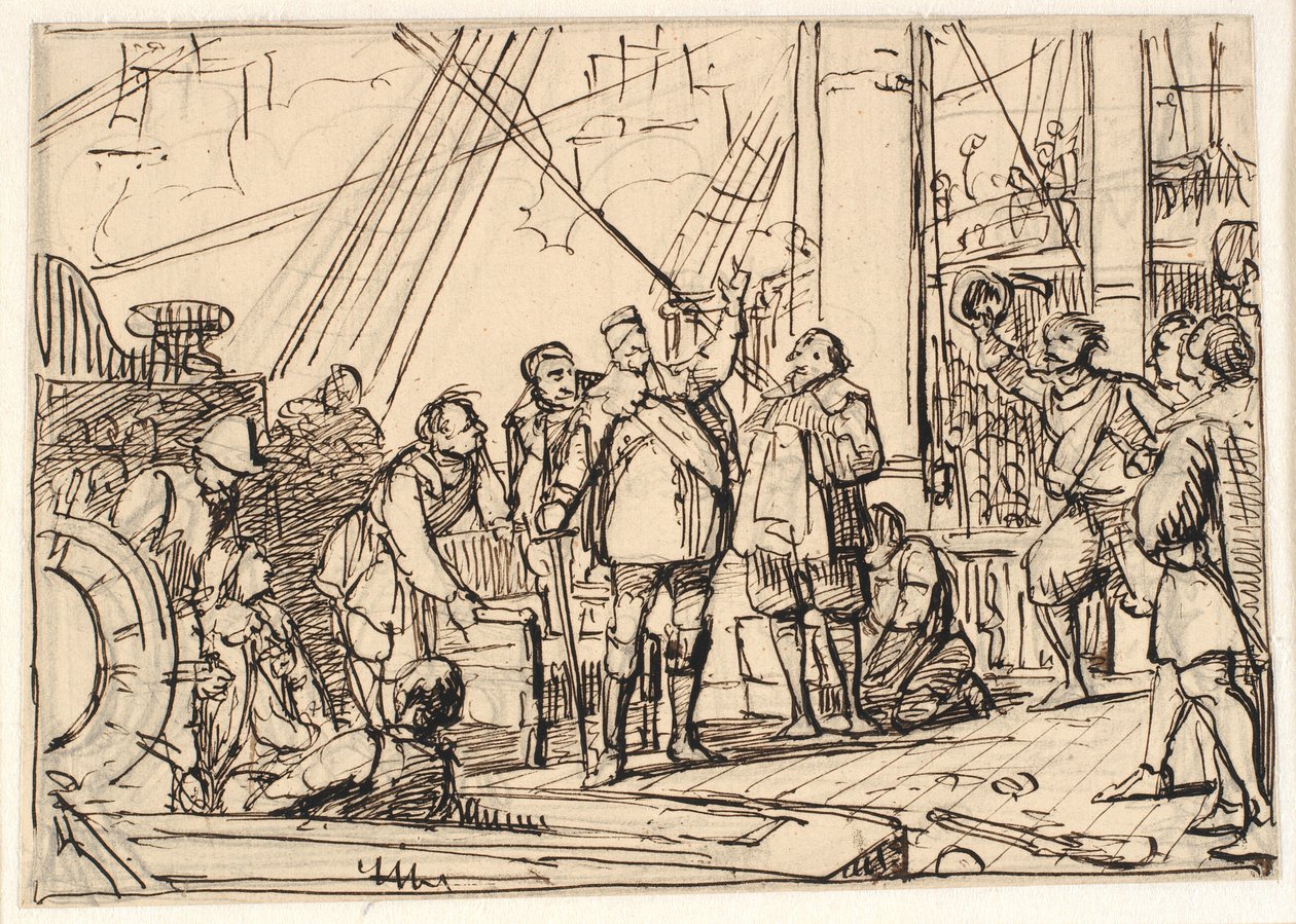 Esquisse pour la peinture dans la chapelle de Chr. 4 à Roskilde "Chr. 4 sur la Trinité" - Wilhelm Marstrand