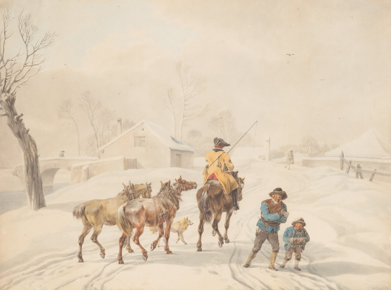 Postillon à Cheval dans un Paysage Hivernal - Wilhelm von Kobell