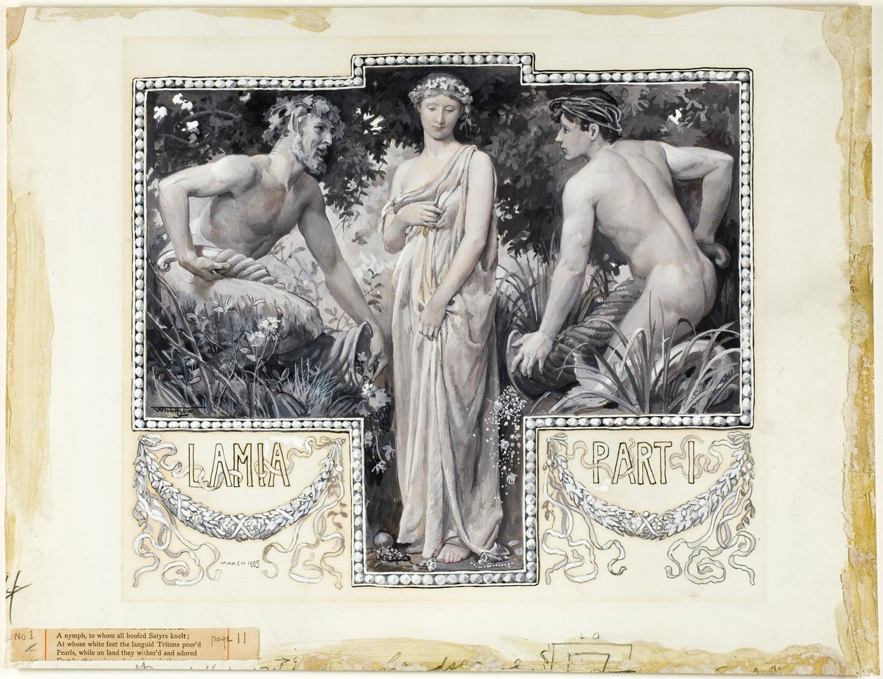 Une nymphe, à qui tous les satyres à sabots se sont agenouillés, tête de pièce, partie 1 - Will Hicock Low