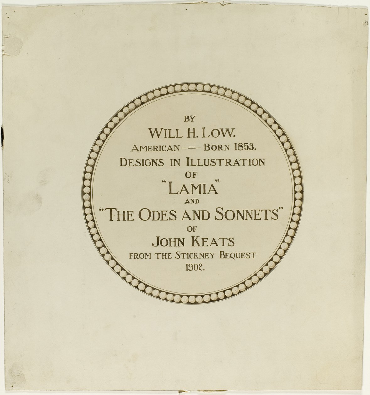 Page de titre des "Odes et sonnets de John Keats". - Will Hicock Low