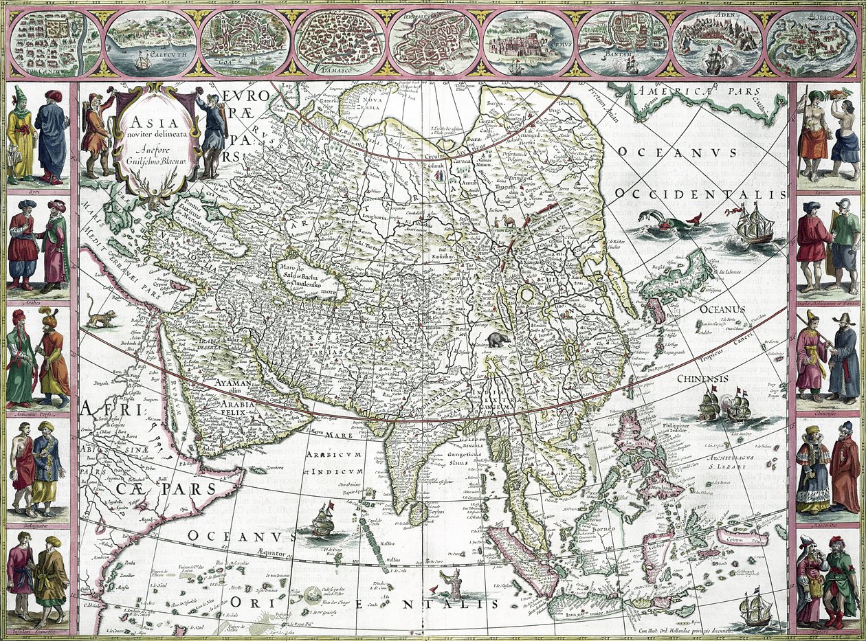 Asia noviter delineata, 1617 (gravure en couleur) - Willem Janszoon Blaeu
