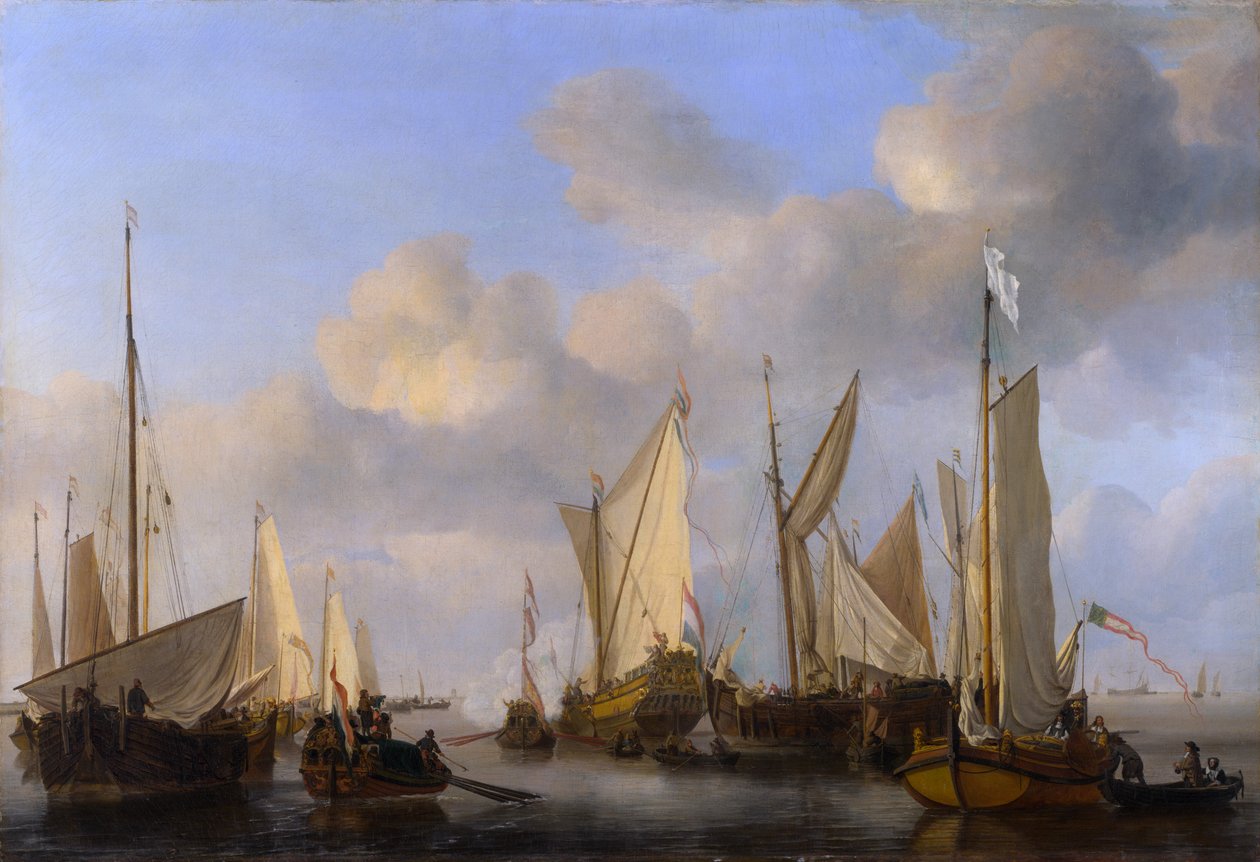Un yacht néerlandais saluant - Willem van de Velde the Younger