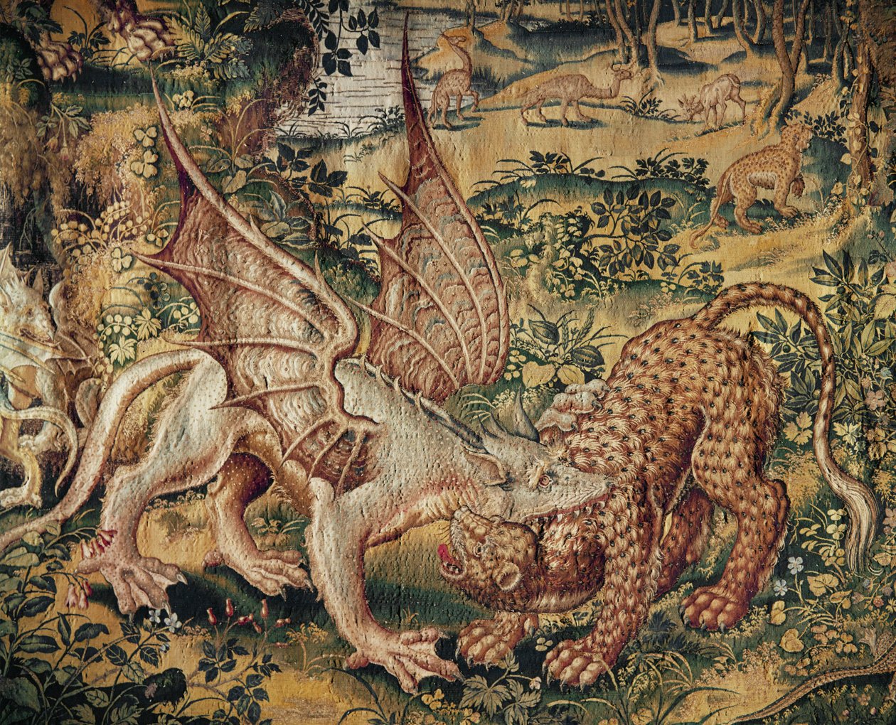 Combat entre un griffon et une panthère (tapisserie) - Willem (after) Tons