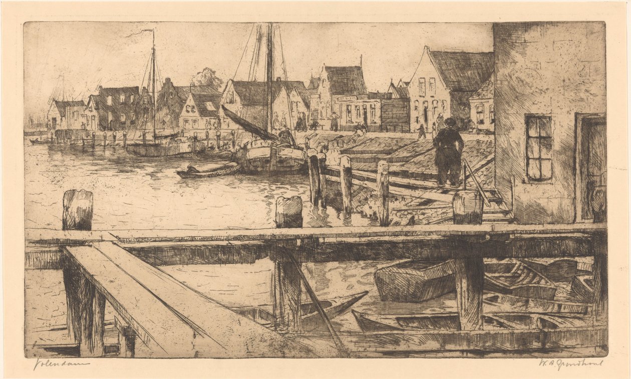 Volendam - Willem Adrianus Grondhout (signed by artist)