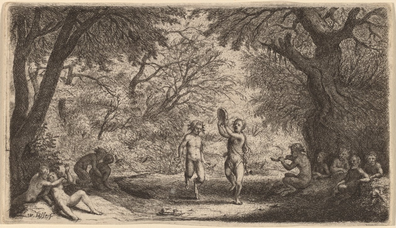 Bacchanale avec un Couple Dansant au Centre - Willem Basse