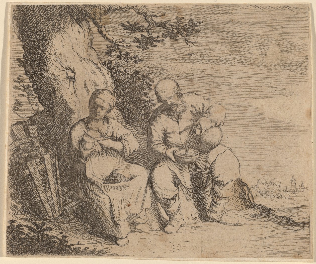 Couple de paysans assis sous un arbre, vers 1630-1660 - Willem Basse