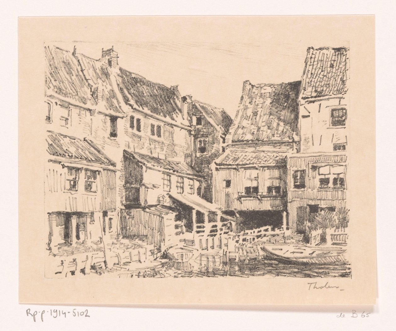 Arrière des vieilles maisons, à Enkhuizen - Willem Bastiaan Tholen (signed by artist)