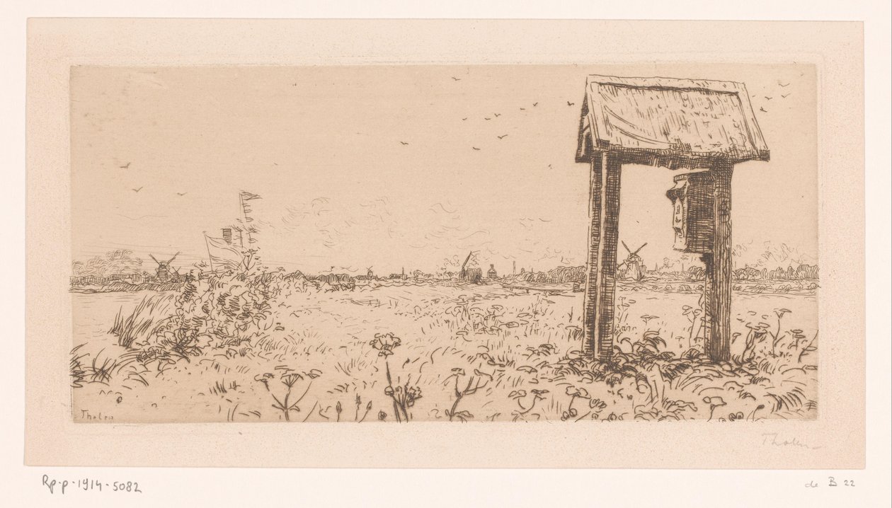 Prairies à la Kaag, avec boîte aux lettres - Willem Bastiaan Tholen (signed by artist)