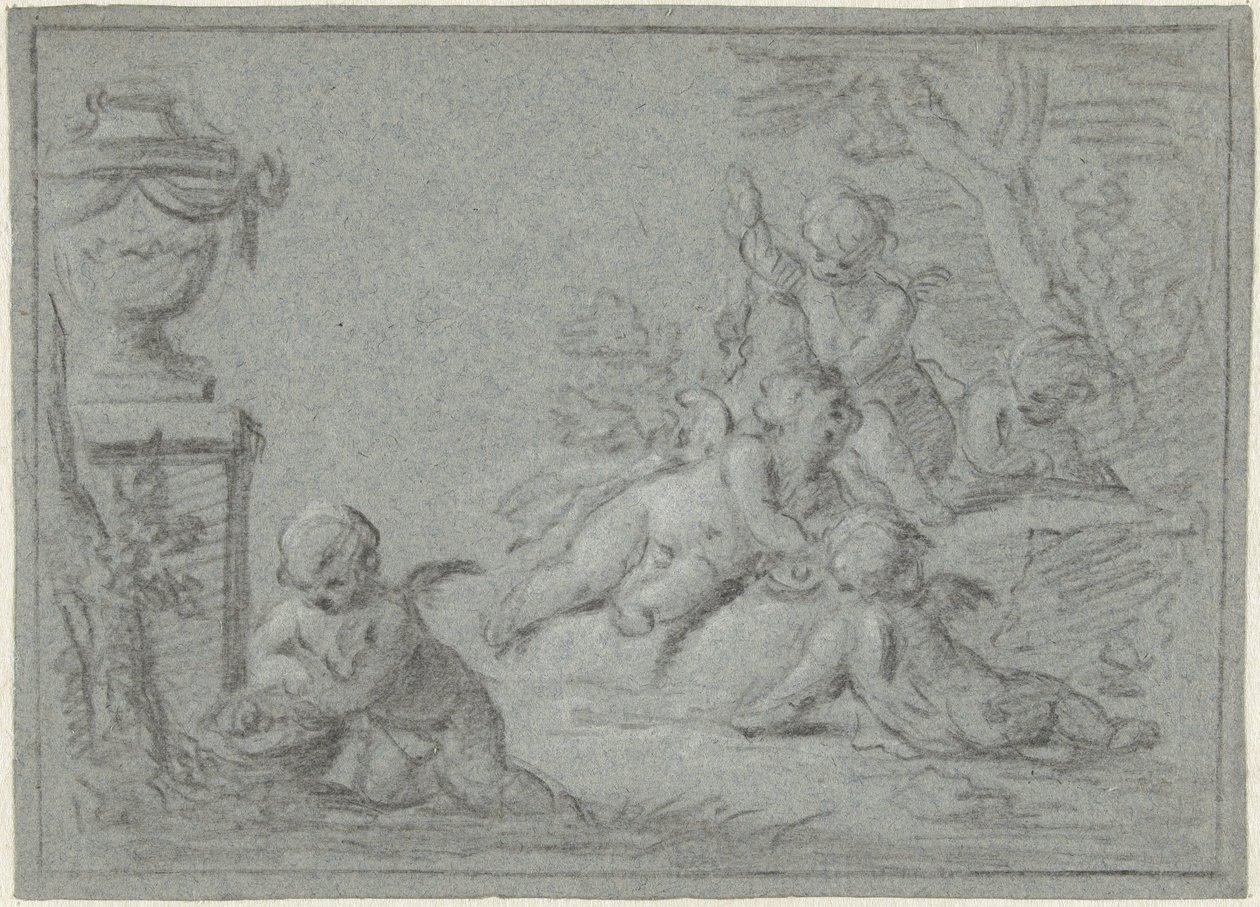 Putti dans un paysage avec un vase - Willem Bilderdijk