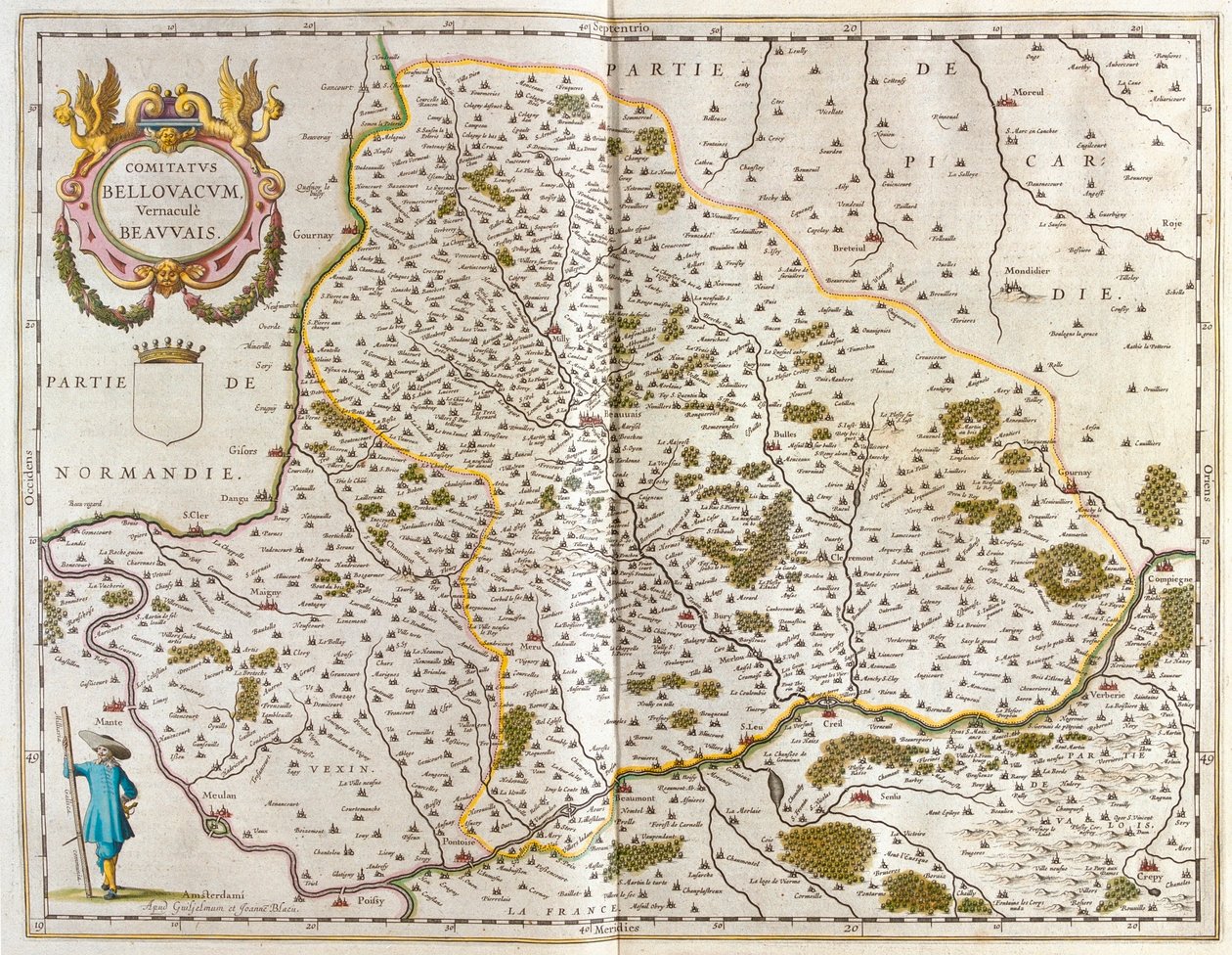 Beauvais, dans "Theatrum Orbis Terrarum, sive Atlas Novus" de Willem Blaeu, Amsterdam - Willem Blaeu
