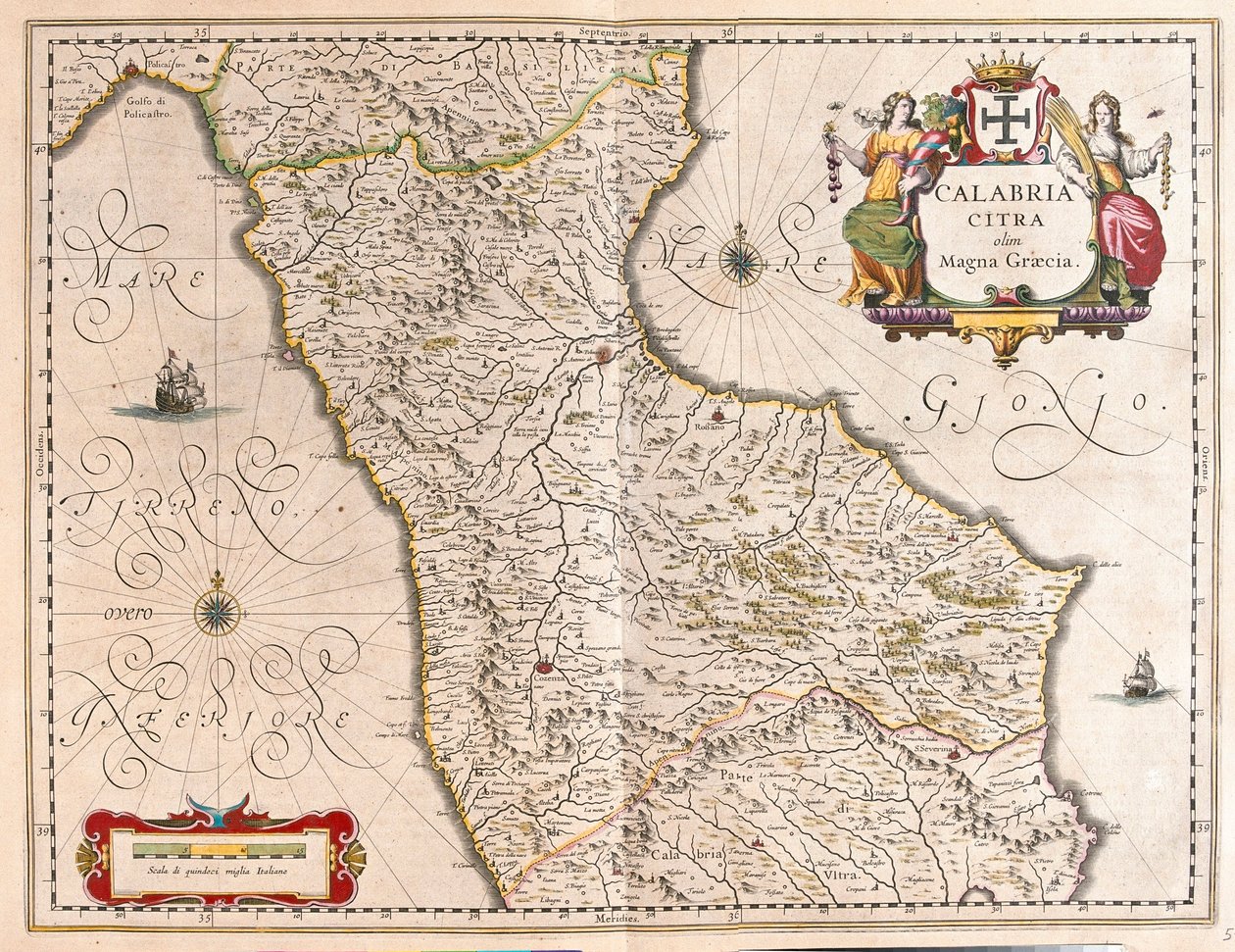 Calabre, Italie, dans "Theatrum Orbis Terrarum, sive Atlas Novus" de Willem Blaeu, Amsterdam - Willem Blaeu