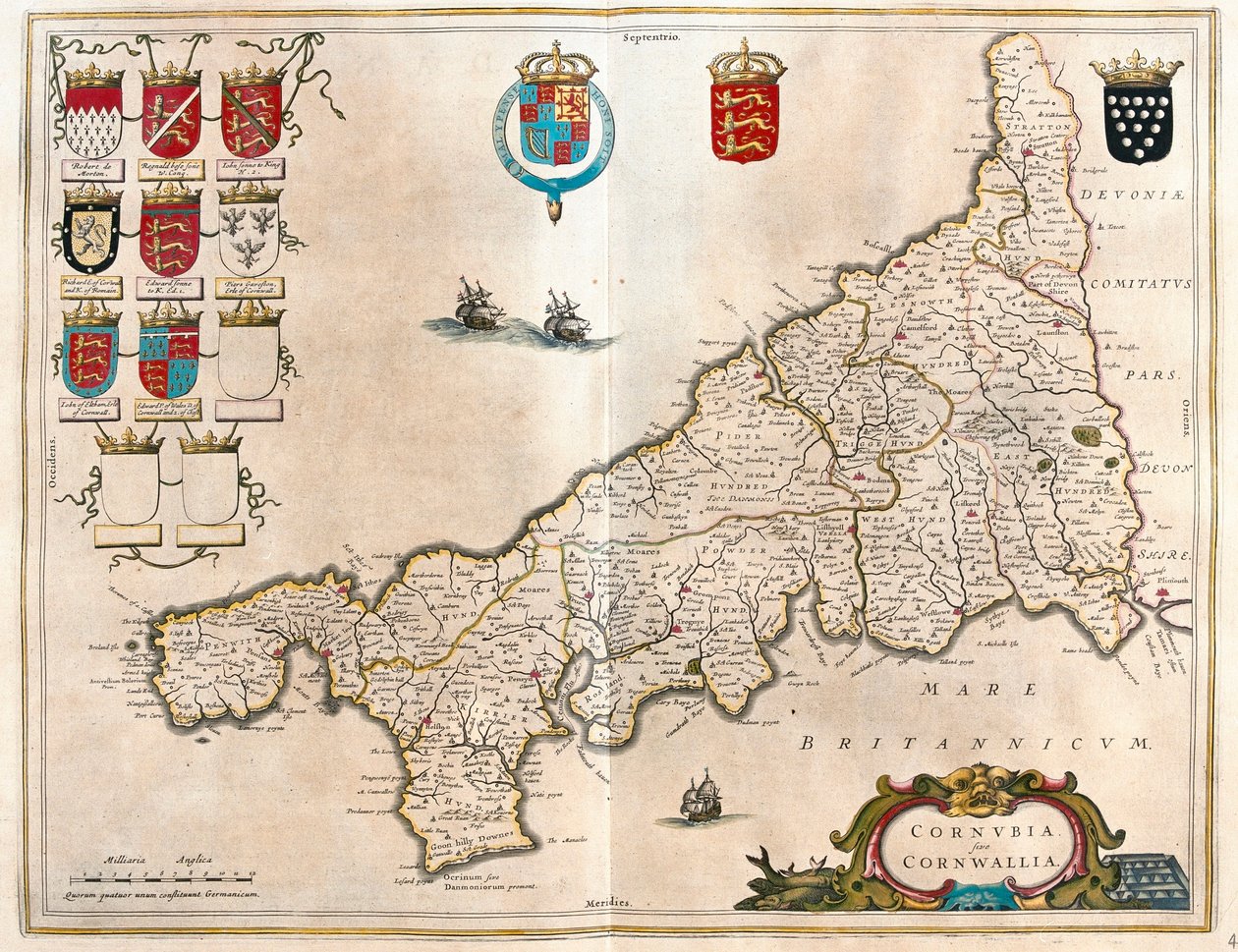 Cornouailles, dans "Theatrum Orbis Terrarum, sive Atlas Novus" de Willem Blaeu, Amsterdam - Willem Blaeu