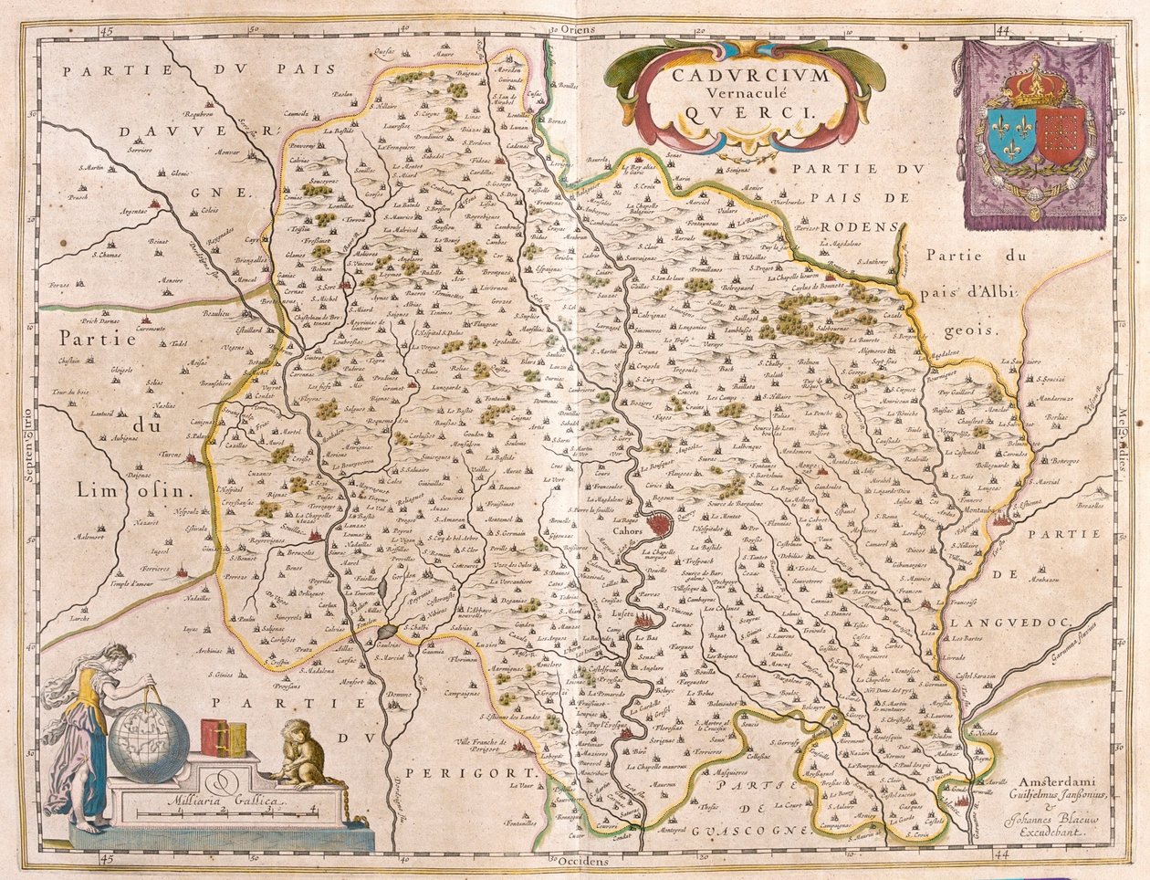 Département de la rivière Lot - Languedoc - Quercy, dans "Theatrum Orbis Terrarum, sive Atlas Novus" de Willem Blaeu, Amsterdam - Willem Blaeu