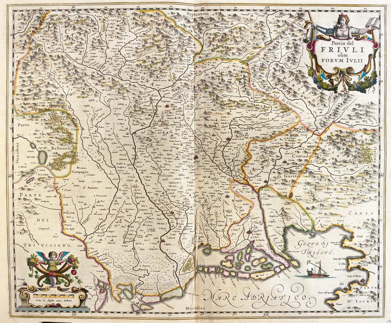 Friuli Venezia Giulia, Italie, dans "Theatrum Orbis Terrarum, sive Atlas Novus" de Willem Blaeu, Amsterdam - Willem Blaeu