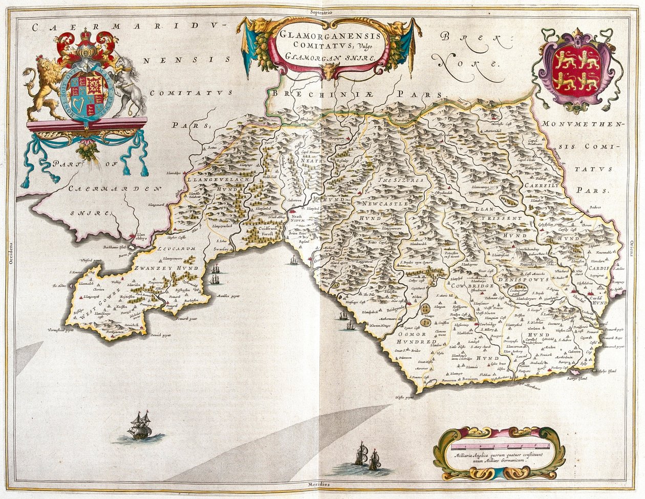 Comté de Glamorgan, dans "Theatrum Orbis Terrarum, sive Atlas Novus" de Willem Blaeu, Amsterdam - Willem Blaeu