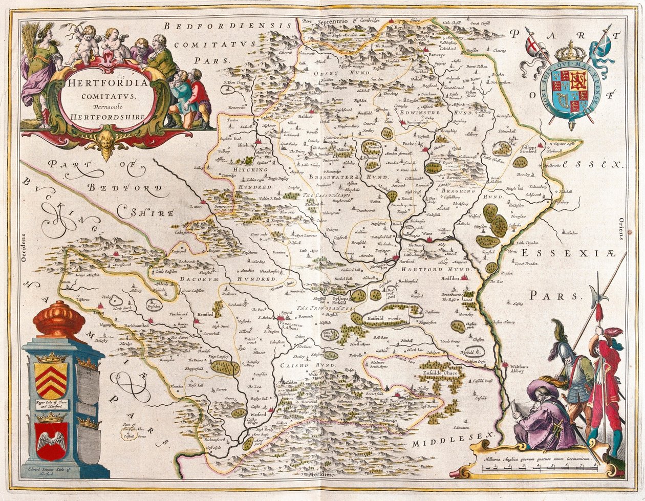 Comté de Hertford, dans "Theatrum Orbis Terrarum, sive Atlas Novus" de Willem Blaeu, Amsterdam - Willem Blaeu