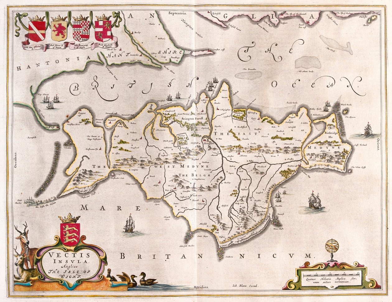 Île de Wight, dans "Theatrum Orbis Terrarum, sive Atlas Novus" de Willem Blaeu, Amsterdam - Willem Blaeu
