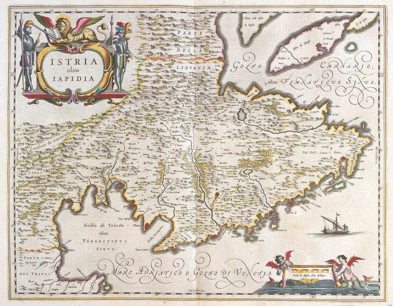 Istrie, dans "Theatrum Orbis Terrarum, sive Atlas Novus" de Willem Blaeu, Amsterdam - Willem Blaeu