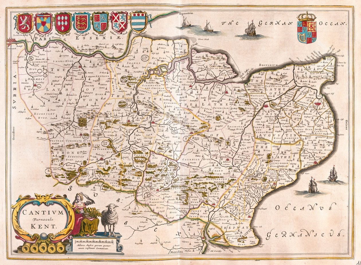 Kent, dans "Theatrum Orbis Terrarum, sive Atlas Novus" de Willem Blaeu, Amsterdam - Willem Blaeu