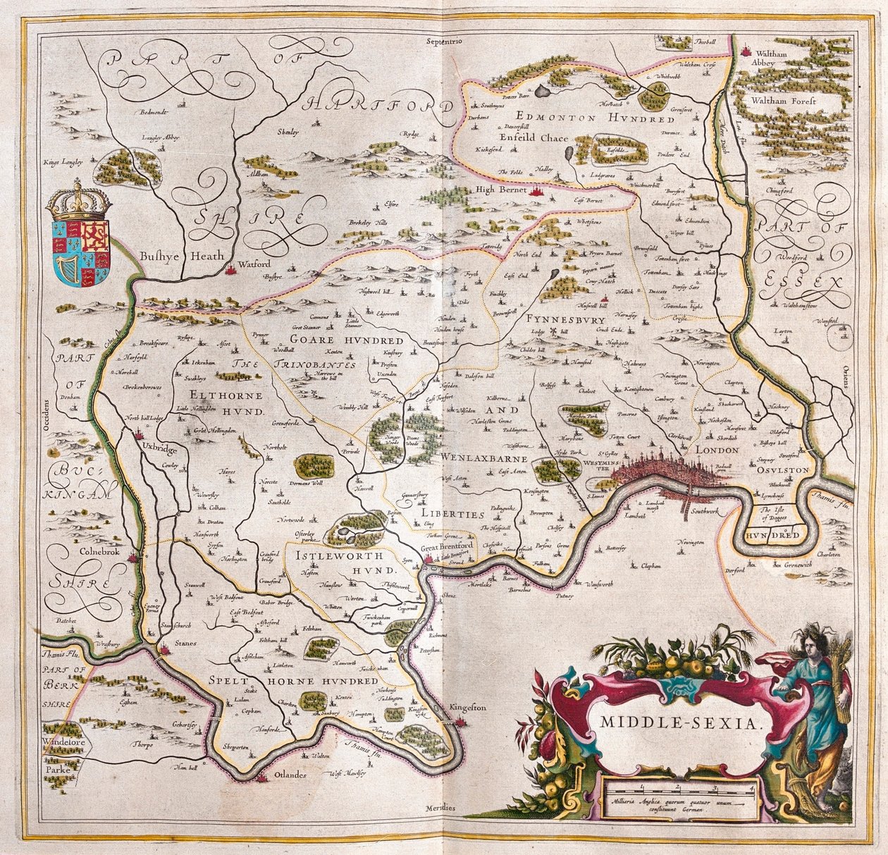 Middlesex, dans "Theatrum Orbis Terrarum, sive Atlas Novus" de Willem Blaeu, Amsterdam - Willem Blaeu