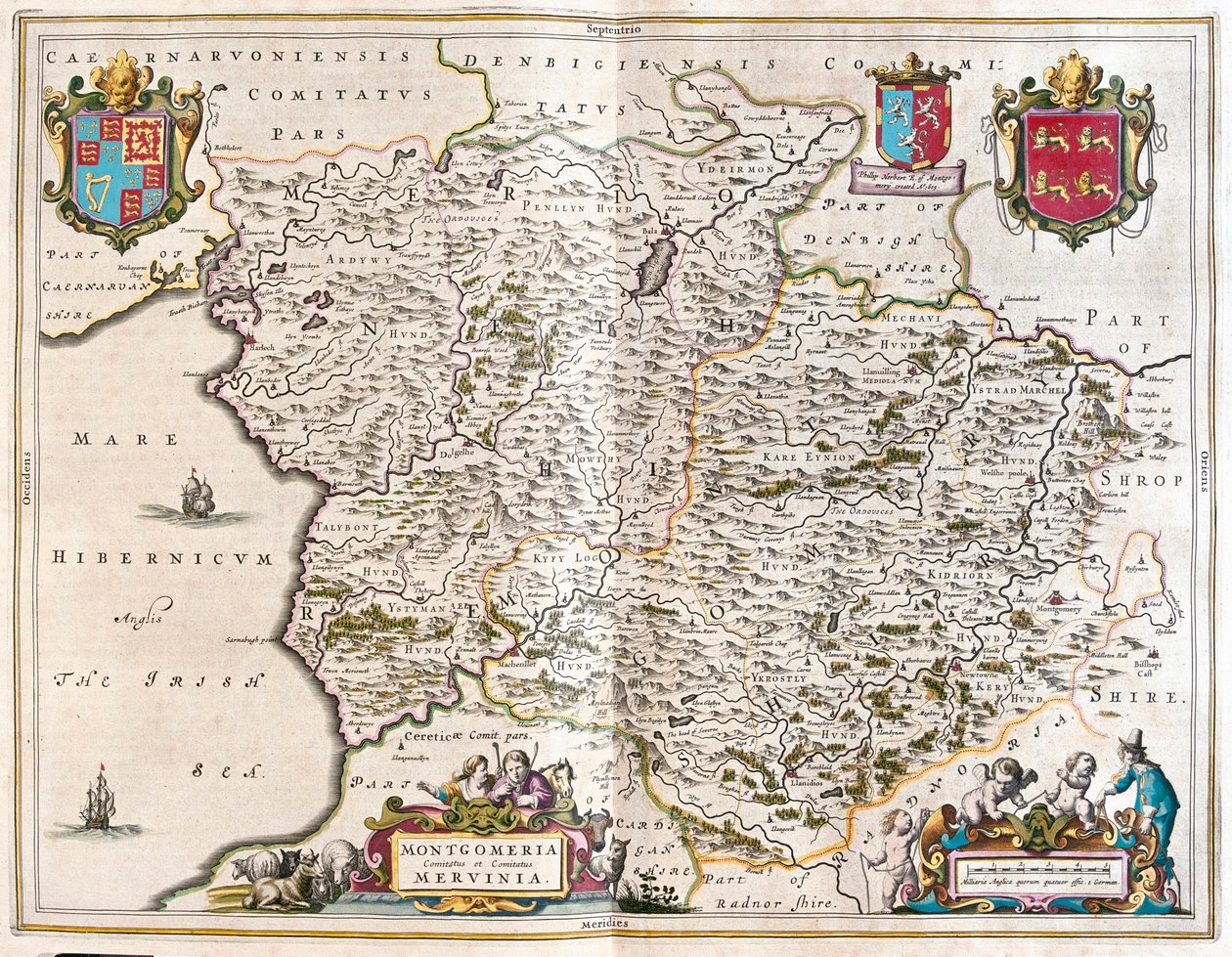 Montgomery et merioneth, dans "Theatrum Orbis Terrarum, sive Atlas Novus" de Willem Blaeu, Amsterdam - Willem Blaeu