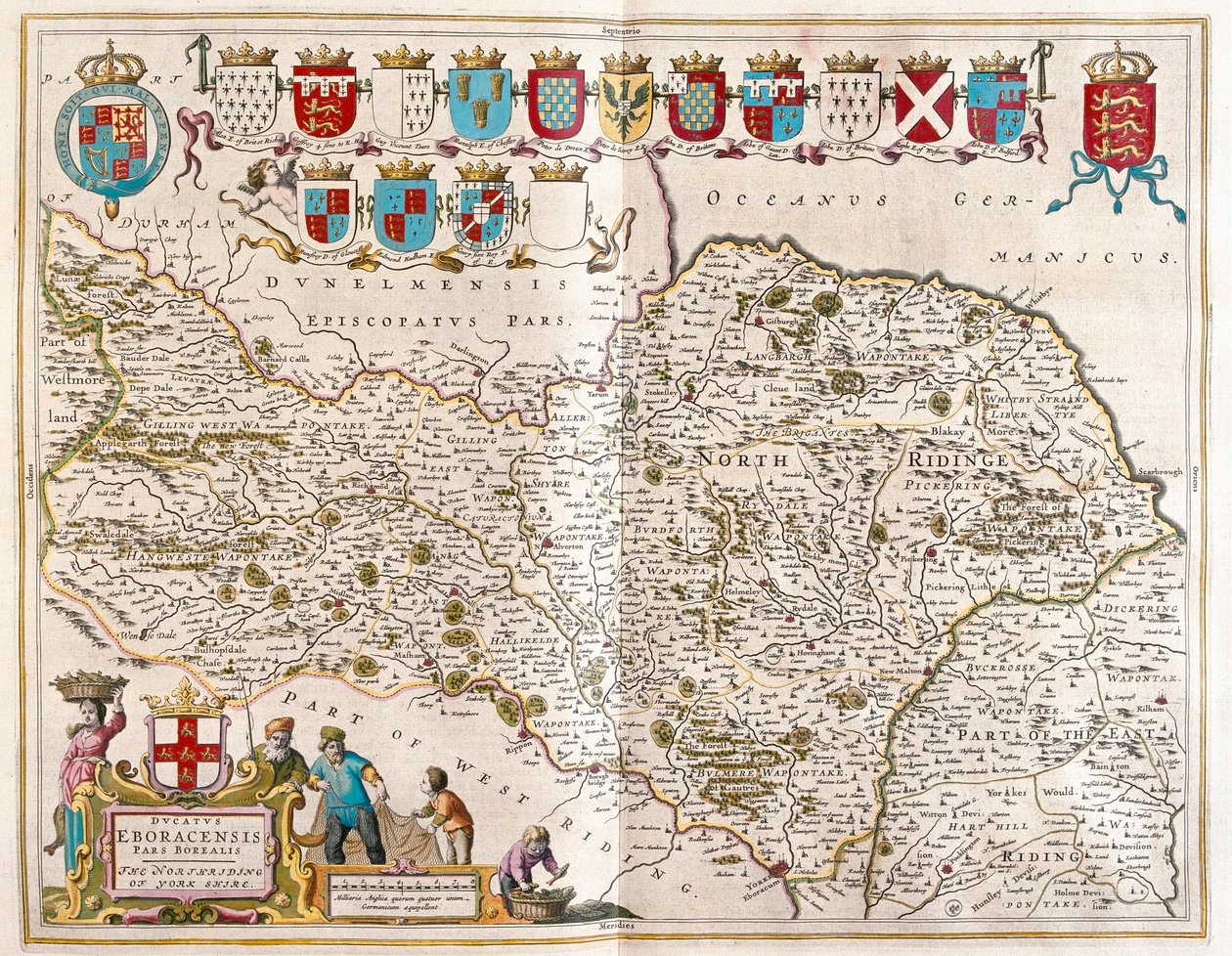 Partie nord du Yorkshire, dans "Theatrum Orbis Terrarum, sive Atlas Novus" de Willem Blaeu, Amsterdam - Willem Blaeu