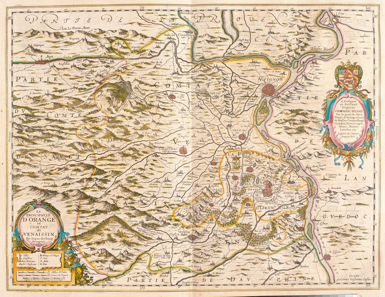Orange et Avignon, dans le "Theatrum Orbis Terrarum, sive Atlas Novus" de Willem Blaeu, Amsterdam - Willem Blaeu