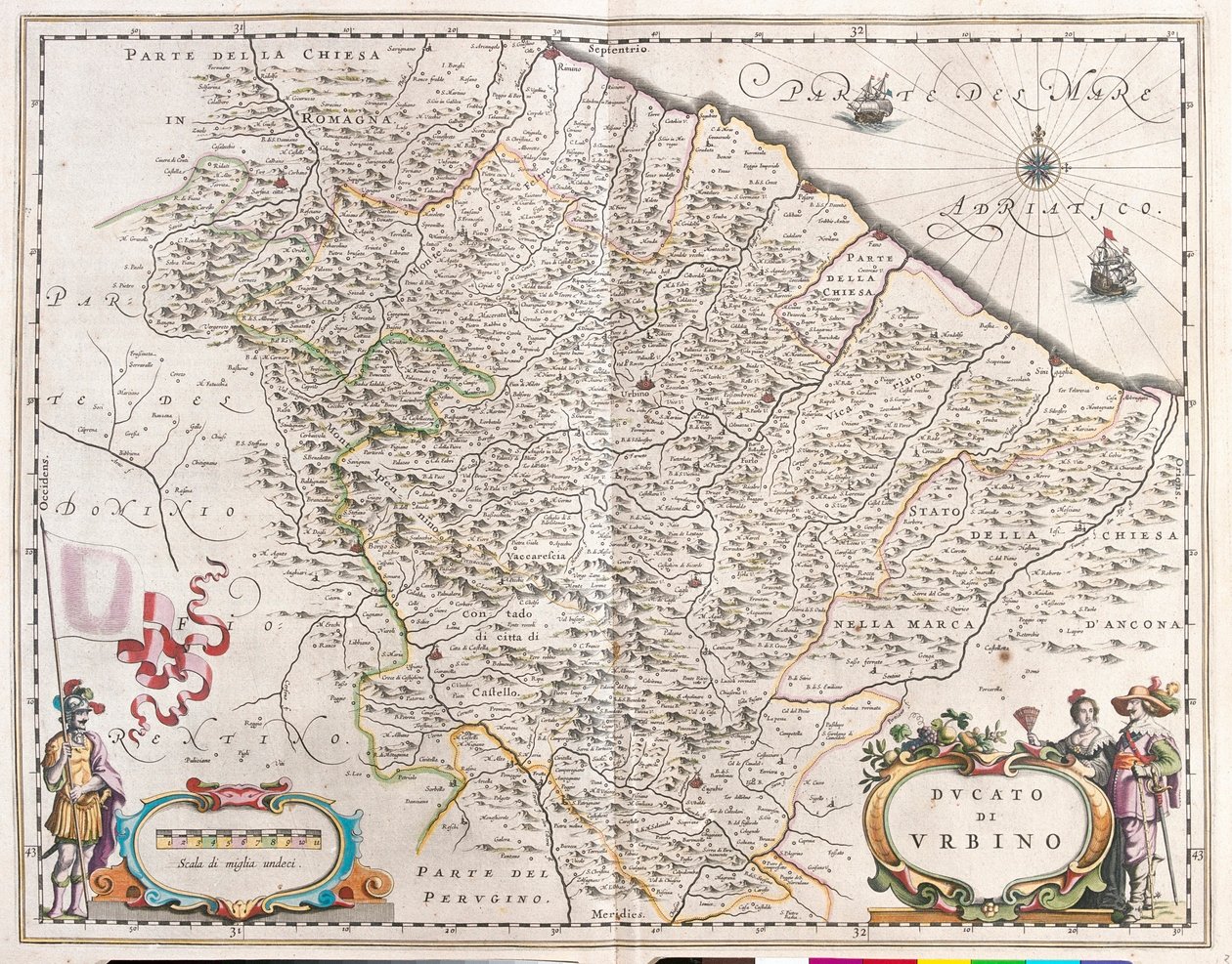 Pesaro et Urbino, Italie, dans "Theatrum Orbis Terrarum, sive Atlas Novus" de Willem Blaeu, Amsterdam - Willem Blaeu