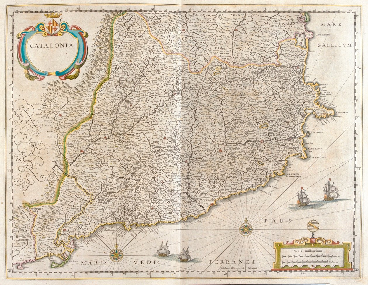 Province de Catalogne, Espagne, dans le "Theatrum Orbis Terrarum, sive Atlas Novus" de Willem Blaeu, Amsterdam - Willem Blaeu