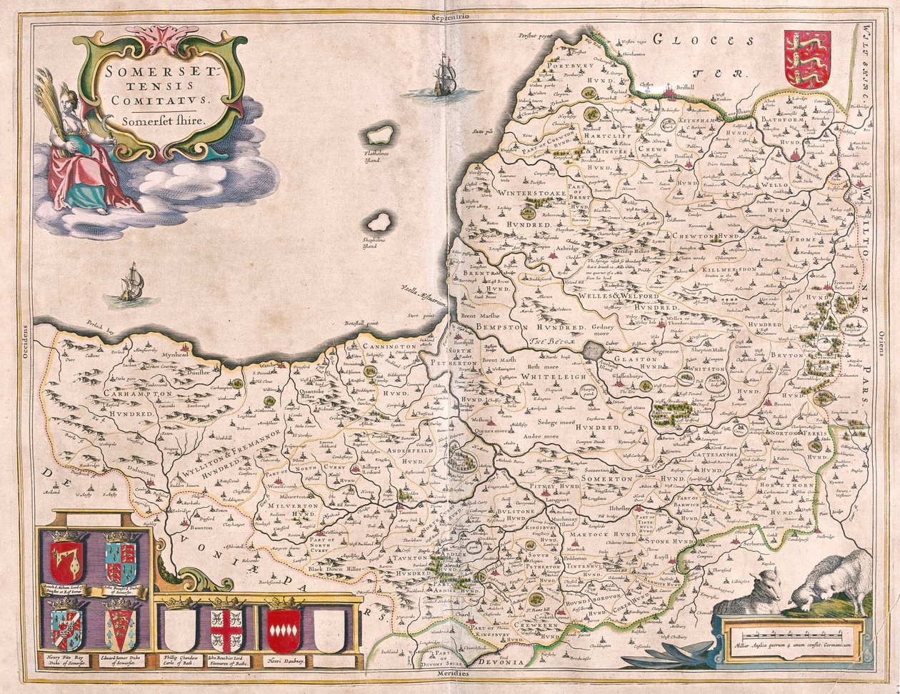 Somerset, dans "Theatrum Orbis Terrarum, sive Atlas Novus" de Willem Blaeu, Amsterdam - Willem Blaeu