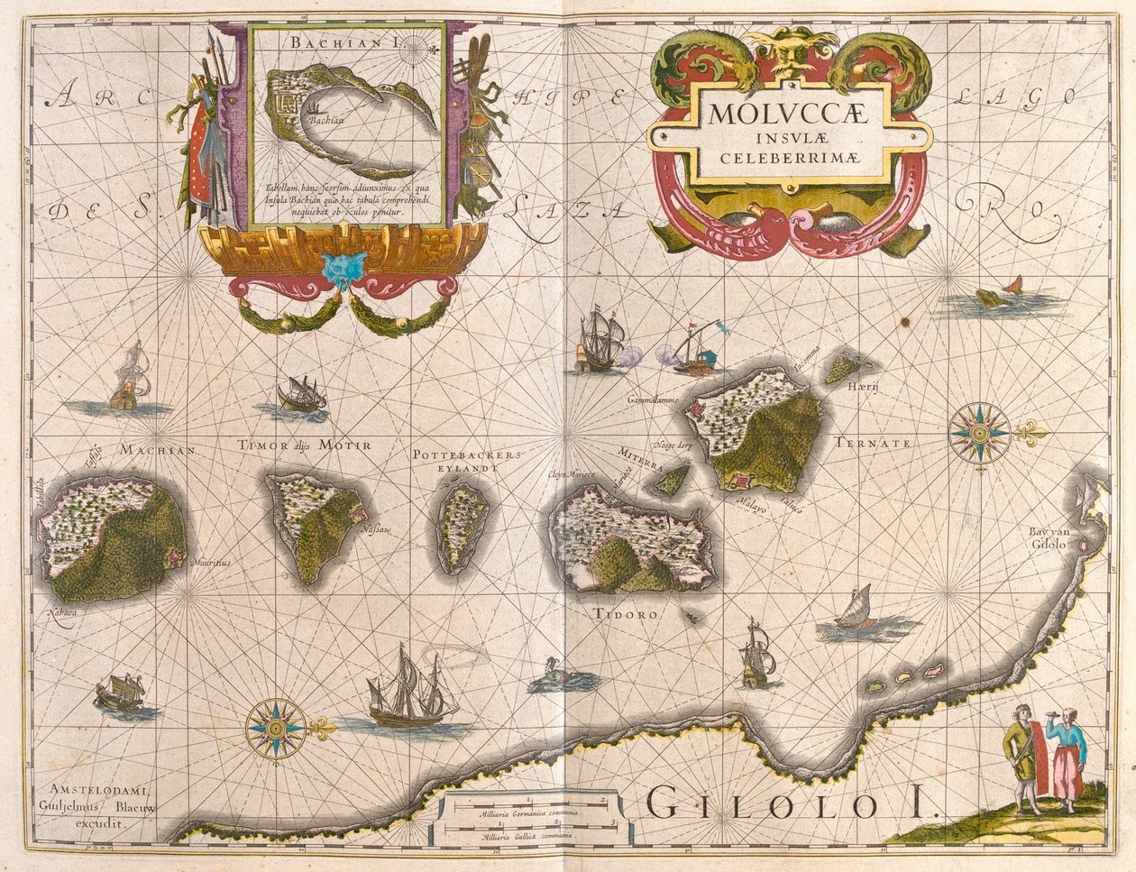 Îles aux épices et île de Bachian (Batjan), dans "Theatrum Orbis Terrarum, sive Atlas Novus" de Willem Blaeu, Amsterdam - Willem Blaeu