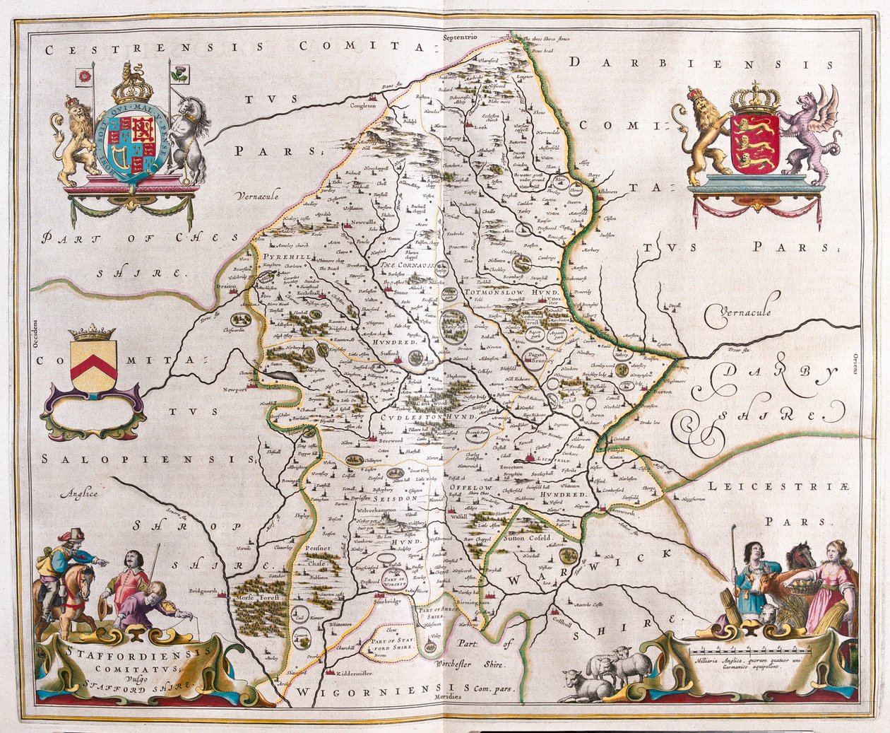 Staffordshire, n "Theatrum Orbis Terrarum, sive Atlas Novus" de Willem Blaeu, Amsterdam - Willem Blaeu