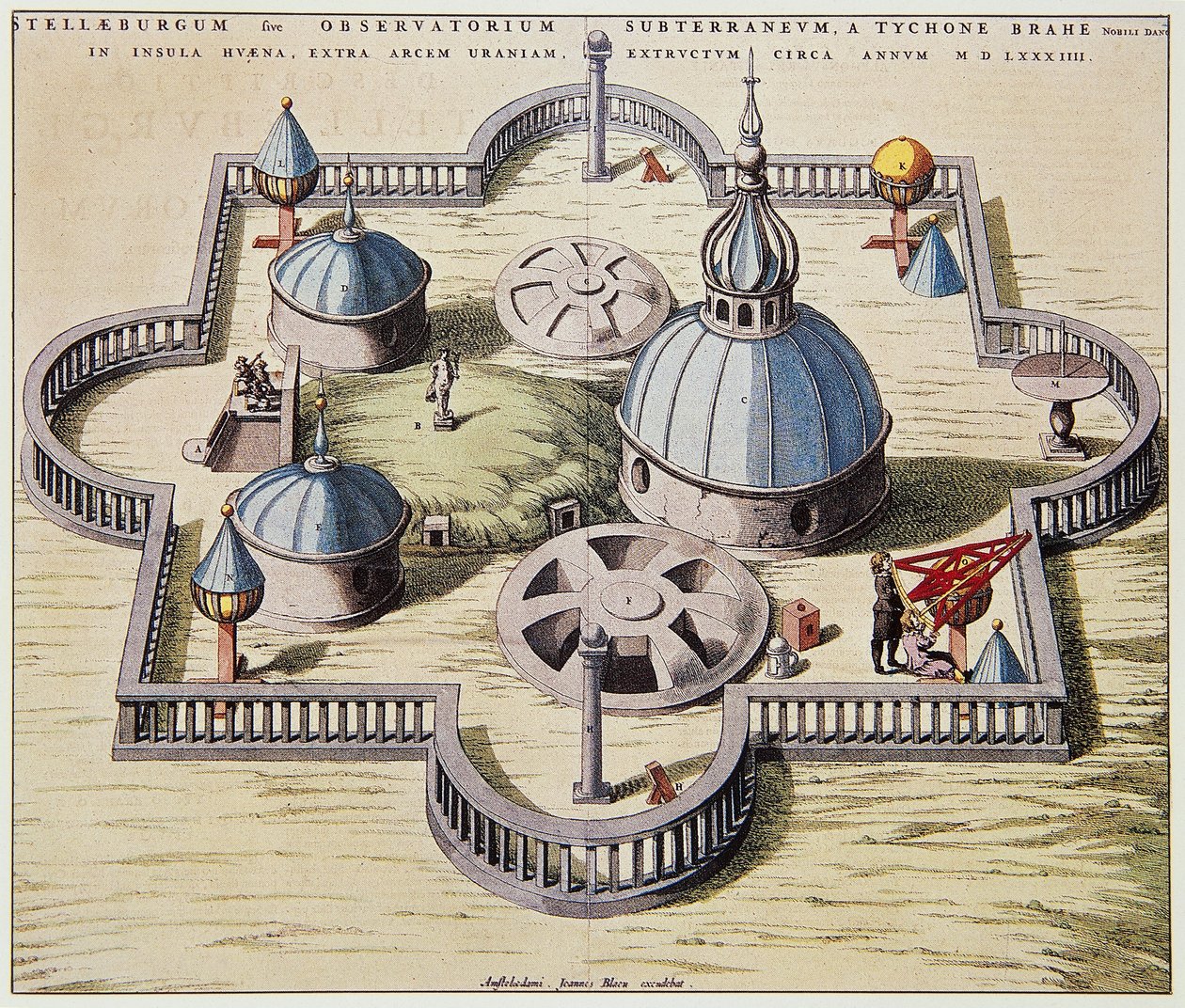 Stelleburgum sive Observatorium Subterraeum, observatoire astronomique souterrain à Stjerneborg (Château des étoiles), conçu par Tycho Brahe (1546-1601) sur l