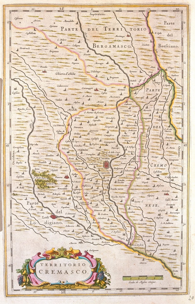 Territoire de Crema, Italie, dans le "Theatrum Orbis Terrarum, sive Atlas Novus" de Willem Blaeu, Amsterdam - Willem Blaeu