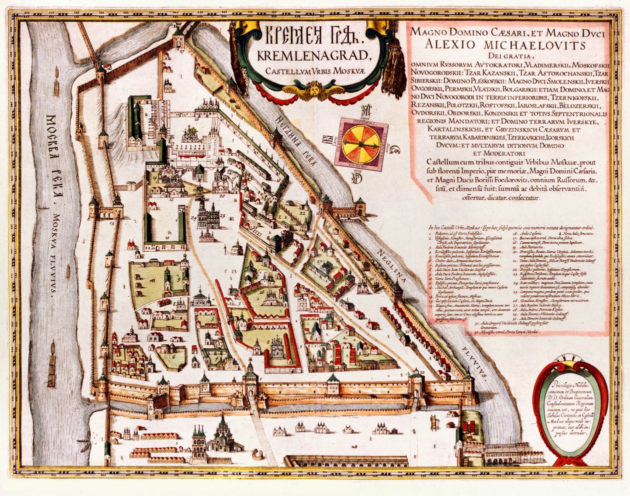 Carte du Kremlin de Moscou du 16e siècle (Castellum Urbis Moskvae) - Willem Blaeu