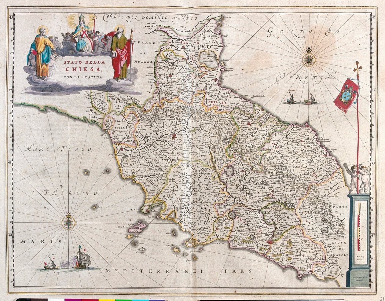 Toscane et Vatican, Italie, dans le "Theatrum Orbis Terrarum, sive Atlas Novus" de Willem Blaeu, Amsterdam - Willem Blaeu
