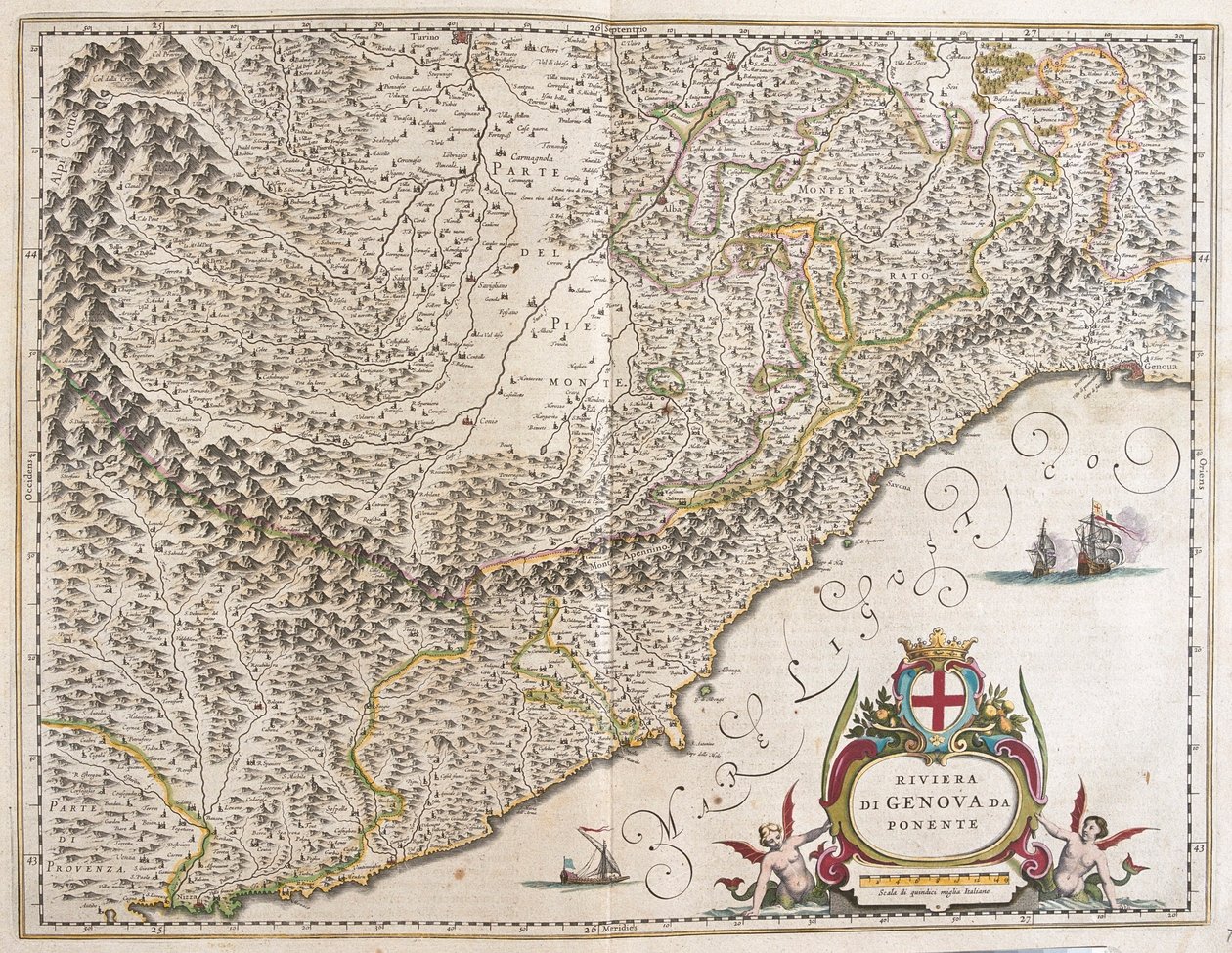 Riviera occidentale de la Ligurie, Italie, dans "Theatrum Orbis Terrarum, sive Atlas Novus" de Willem Blaeu, Amsterdam - Willem Blaeu