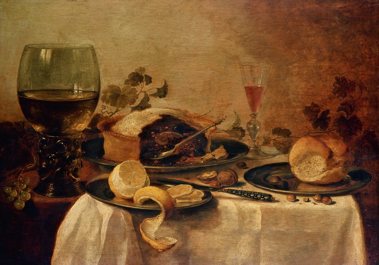 Nature morte avec tarte aux fruits, 1635 - Willem Claesz. Heda