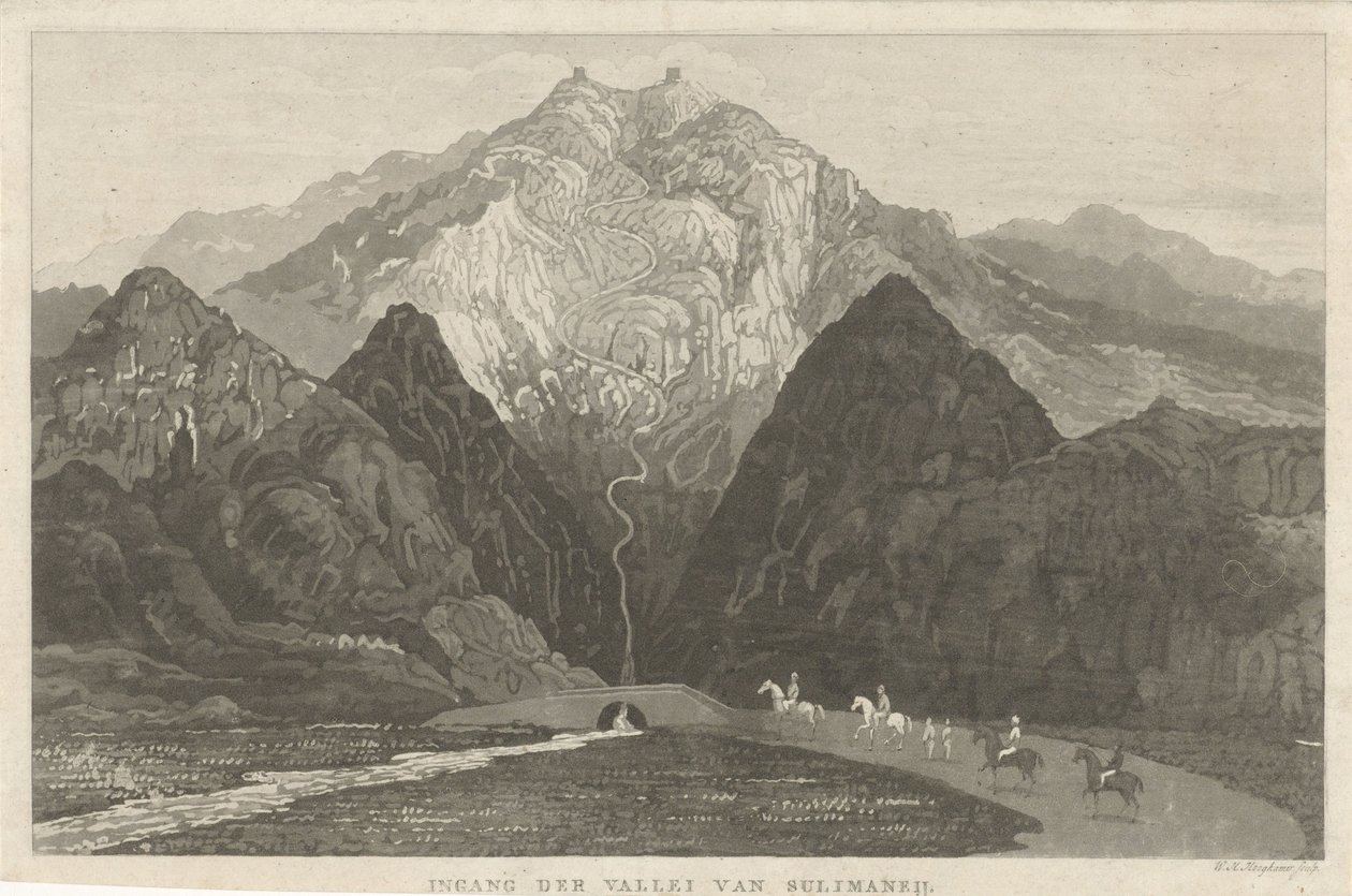 Voyageurs dans un paysage montagneux - Willem Hendrik Hoogkamer
