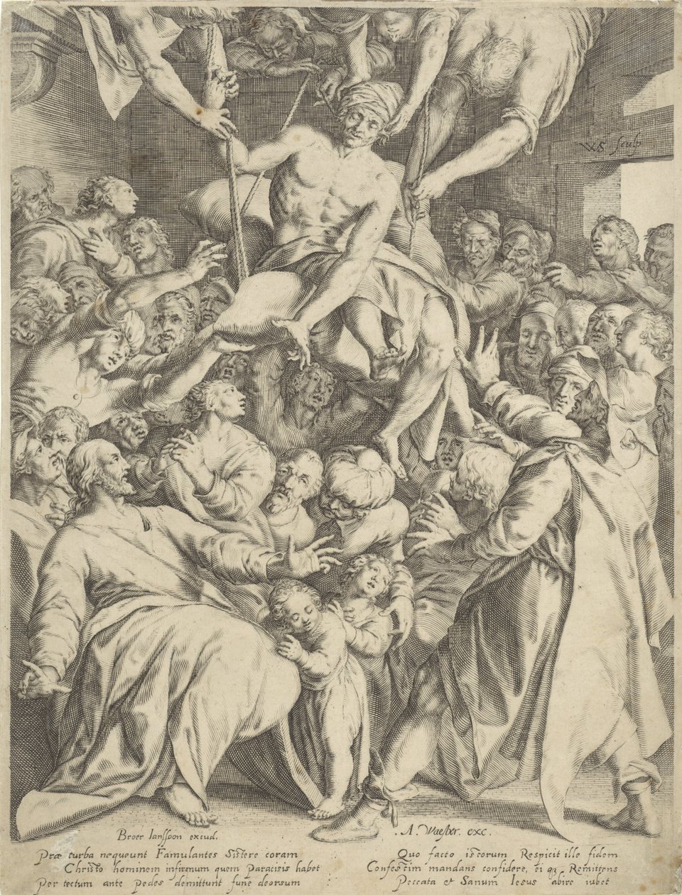 Paralytique descendu par le toit vers le Christ - Willem Isaacsz. van Swanenburg