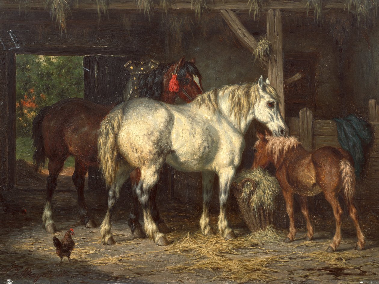Chevaux dans une écurie (peinture) - Willem Jacobus Boogaard