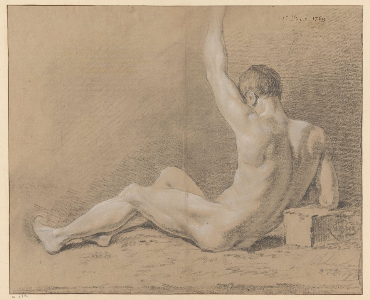 Homme nu assis, vu de dos (1er prix 1769) - Willem Joseph Laquy