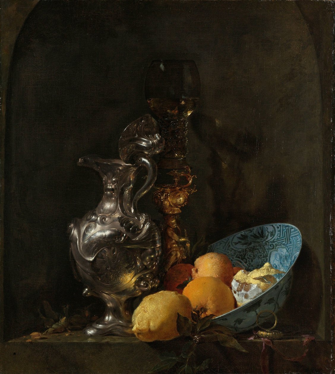 Nature morte avec une cruche en argent et un bol en porcelaine - Willem Kalf