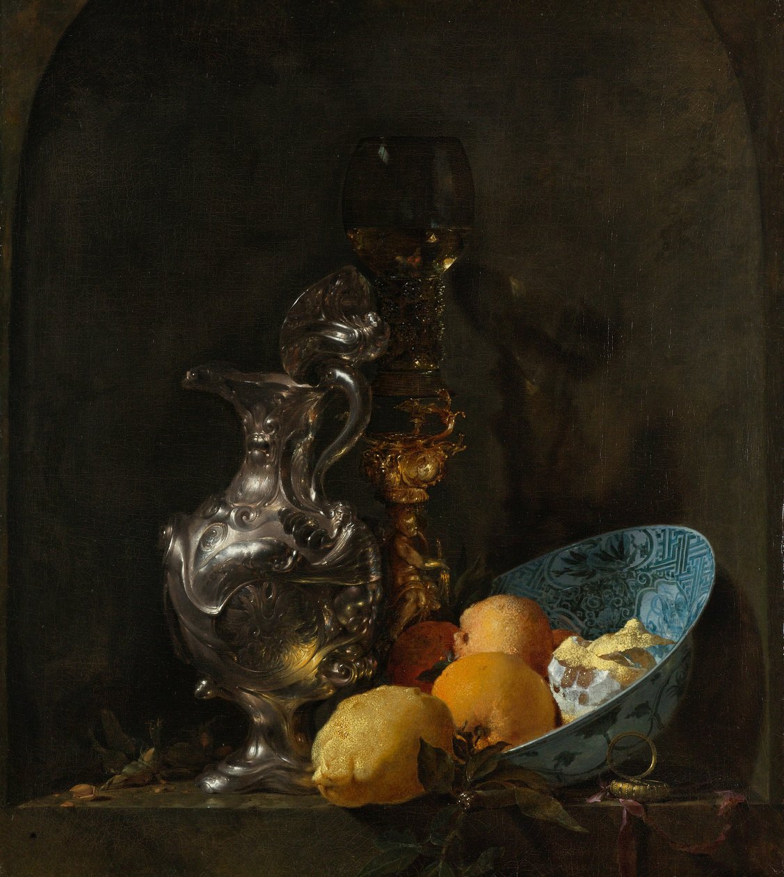 Nature morte avec une cruche en argent et un bol en porcelaine - Willem Kalf