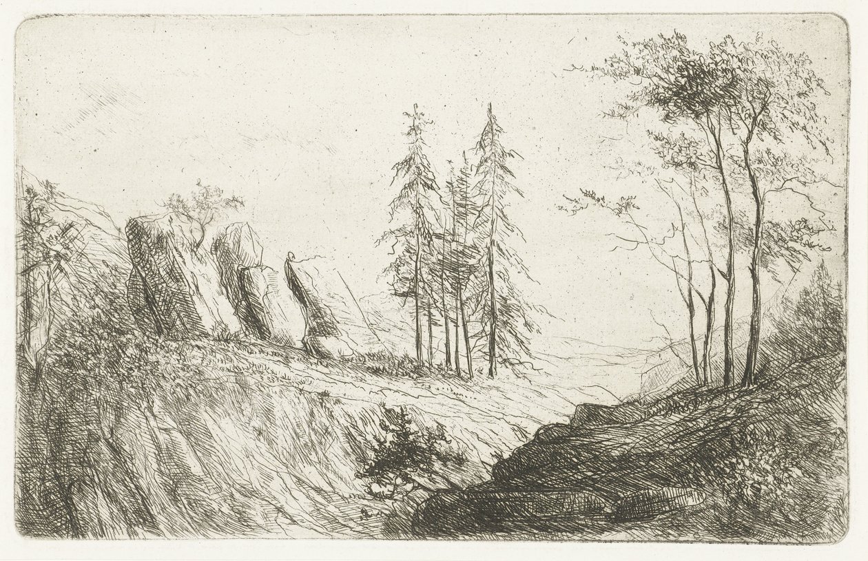 Paysage montagneux avec arbres - Willem Matthias Jan van Dielen