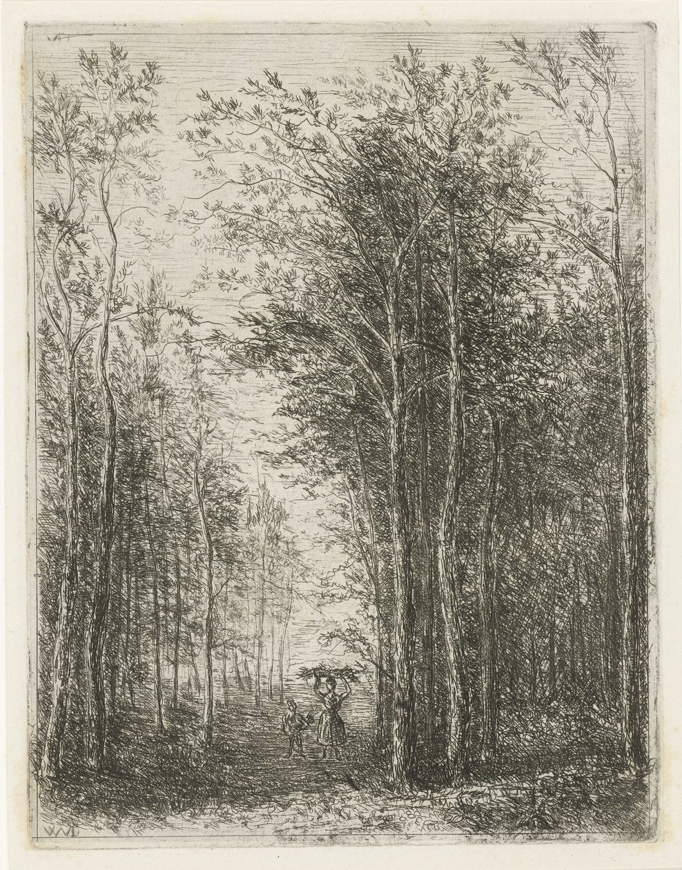 Paysage forestier avec ramasseurs de bois - Willem Matthias Jan van Dielen