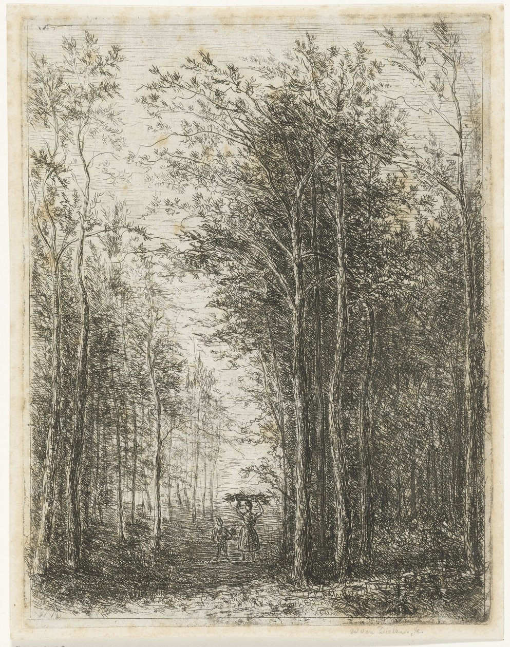 Paysage forestier avec ramasseurs de bois - Willem Matthias Jan van Dielen