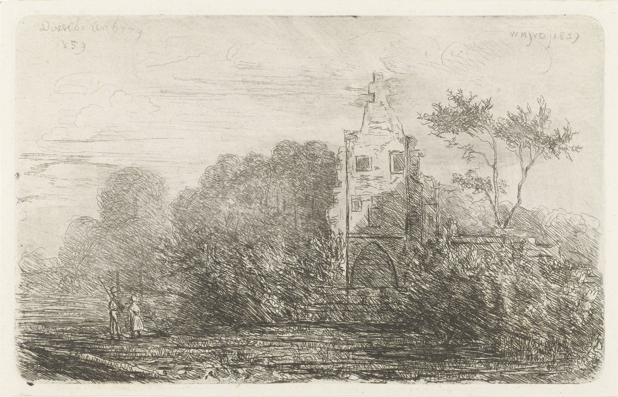 Paysage avec ruine et deux figures - Willem Matthias Jan van Dielen