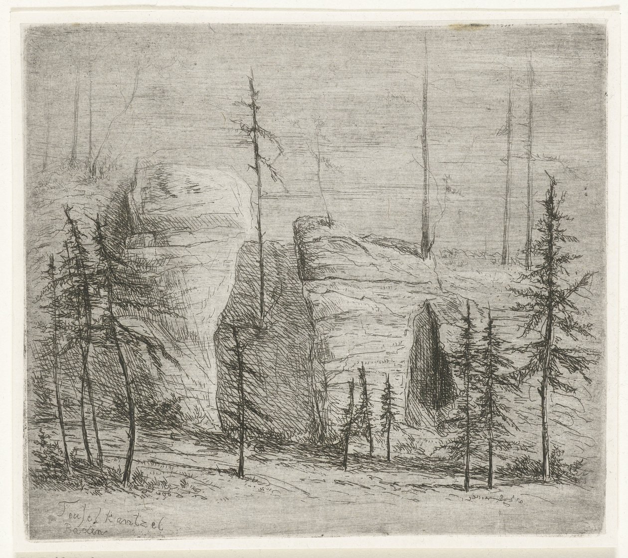 Paysage rocheux avec des pins, appelé Teufelkanzel - Willem Matthias Jan van Dielen