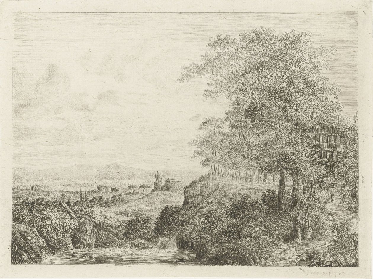Paysage méridional avec temple et figures - Willem Matthias Jan van Dielen
